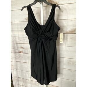 Brand New Empetua Womens Size XL Black Sleeveless Swim Knot Front Swimwear Dress